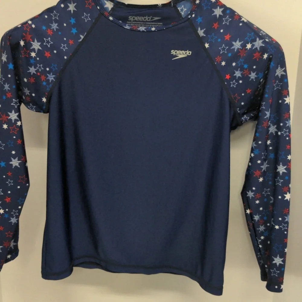 Speedo Girls' Long Sleeve Color Block UPF 50 Rash‎ Guard
